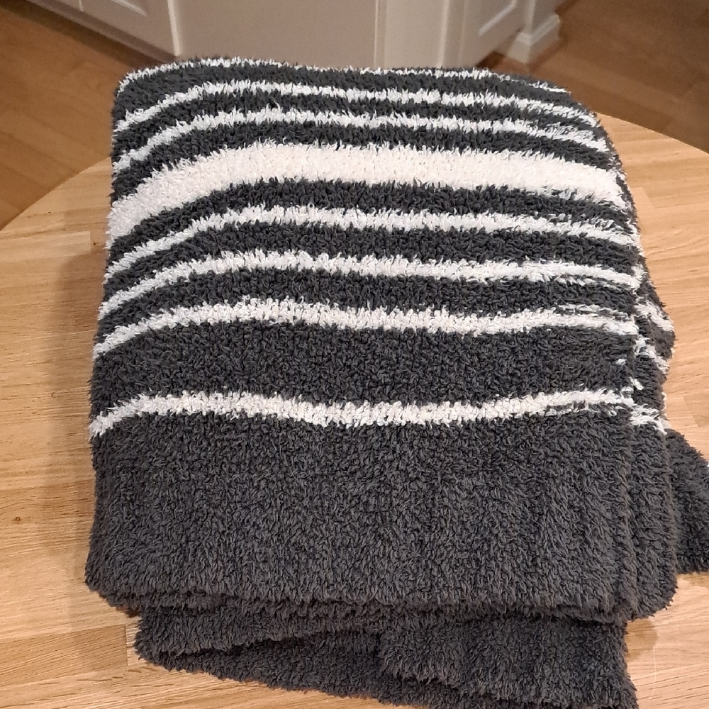 Striped Gray and White Blanket